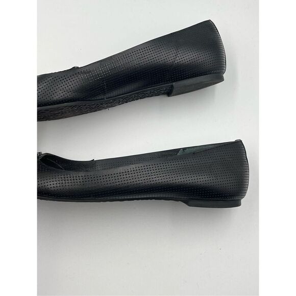 Tory Burch Lowell 2 Perforated Black Leather Ballerina Ballet Flat w Logo Size 7 - Picture 10 of 13